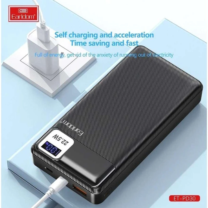 تصویر  پاوربانک ارلدام مدل ET-PD30 ظرفیت 20000 میلی آمپر ساعت