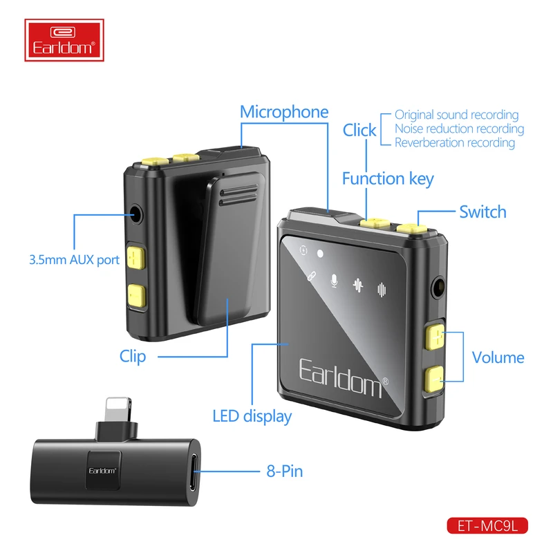 تصویر  میکروفن یقه ای ارلدام مدل Lithning MC9L